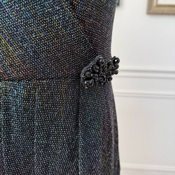 Gygess Rainbow Ombre Pixellated Shimmer Down Illusion Neck Plunging Back 44 12 - Picture 4 of 10